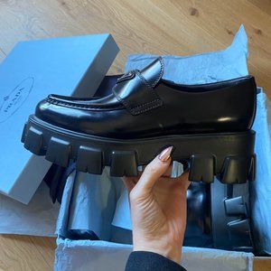 Prada Monolith Pointed Loafers